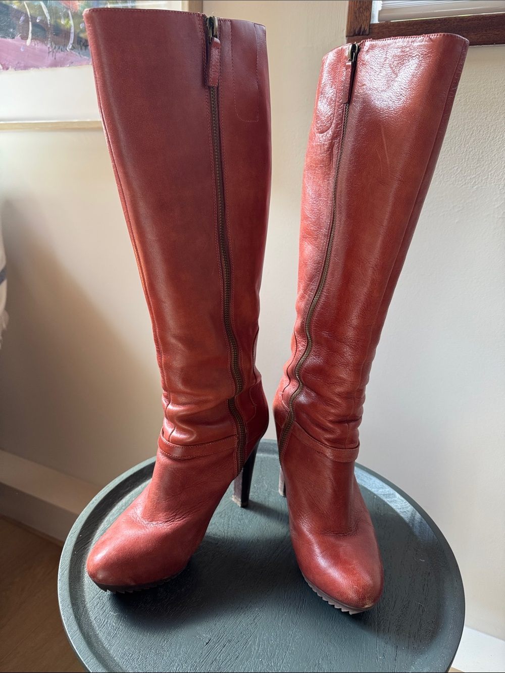 (CLOSET SALE: Buy 1 Get 1 free = or lesser priced ) NINE WEST leather BOOTS